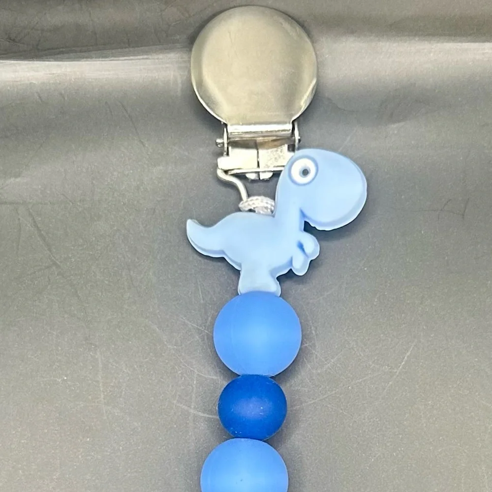 Dinosaur silicone Pacifier Clips - qty 1